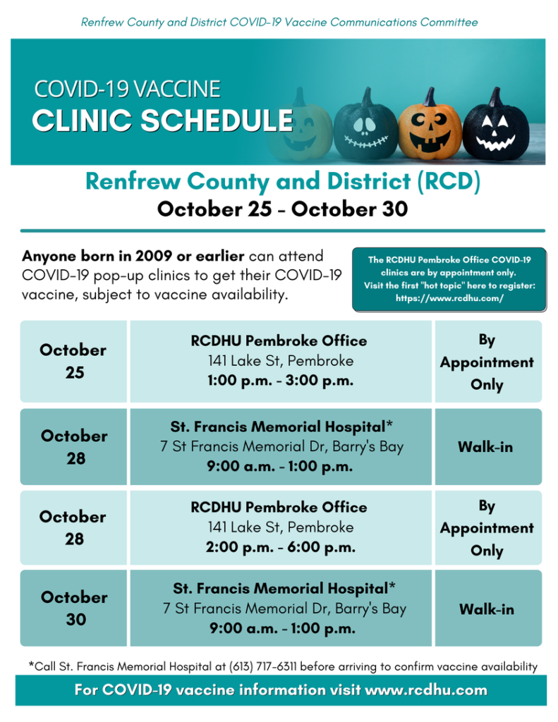 RCD vax clinics Oct.25-30
