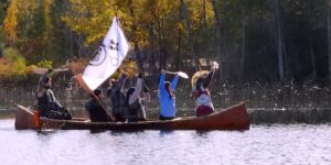 Newly crafted birch bark canoe launched by Algonquins of Pikwakanagan