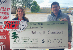 Matching donation of $10k from McRae Lumber boosts local healthcare